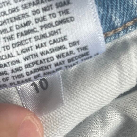 Women's Uniqlo Light Blue Slim Flared High Rise Frayed Hem Jeans Sz 10 - Picture 6 of 8